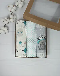 Набір пелюшок a.l.babybox Горох 50х80/100х80 см 3 шт. М’ятно-білий (NA 18168568)