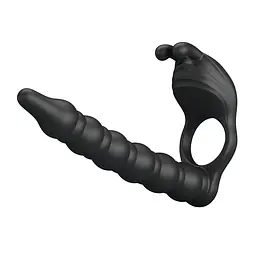 Кільце-насадка для подвійного проникнення - Pretty Love Blackney Vibrating Enhacer Black - мініатюра 4