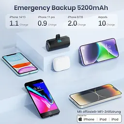 Зовнішній акумулятор Power Bank Feob 5200 мАг, сумісний з iPhone - мініатюра 5