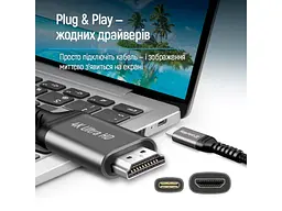 Кабель ColorWay USB-C to HDMI M 2 м 4K60Hz Black (CW-CBCHD077-BK) - мініатюра 5