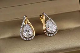 Сережки Xuping Jewelry Капля з родієм 1,8 см золотисті - мініатюра 2