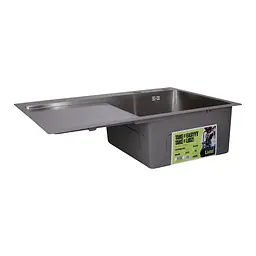 Кухонна мийка інтегрована Lidz Handmade H7849L крило ліворуч (LDH7849BRUL45592) Brushed Steel 3,0/1,0 мм, Нержавіюча сталь - мініатюра 3
