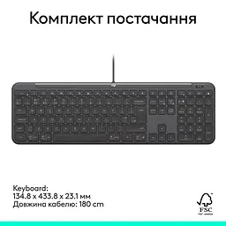 Клавіатура Logitech Signature Slim K620 Wired Keyboard for Business Graphite (920-013333) - мініатюра 2