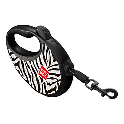Повідець-рулетка для собак Waudog R-leash з контейнером для пакетів, малюнок "Зебра", світловідбивна стрічка, S, до 12 кг, 3 м - мініатюра 5