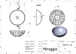 Умивальник Miraggio SAPFIRE (0002254) Miramarble, Глянцевий, Накладний, Білий - мініатюра 2