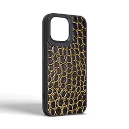 Кожаный чехол для Apple iPhone 15 Pro Max, Harder Crocosaur, черный, термополиуретан ТПУ + экокожа с текстурой крокодила, панель, защита корпуса, противоударный, микрофибра, рамка вокруг камеры, защита всего корпуса, (ARM76707) - мініатюра 2