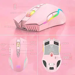 Комп'ютерна мишка Onikuma CW15 RGB підсвітка 3600 DPI для ПК і ноутбука Рожевий - мініатюра 6