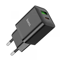 Зарядний адаптер Hoco N28 Founder 20 W (Type-C + USB) чорний - мініатюра 2