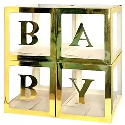 Декоративні кубики BABY золоті глянсові з буквами для фотозони baby shower гендер пати прикрасу свята новонародженого