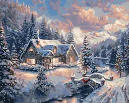 Картина за номерами Зимній пейзаж. Новорічна © 40*50 см Орігамі LW 3253