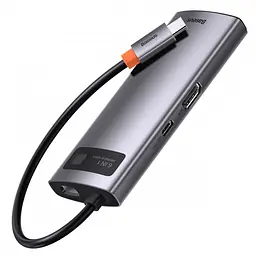 USB-Хаб Baseus Metal Gleam Series 6-in-1 Type-C gray - мініатюра 2