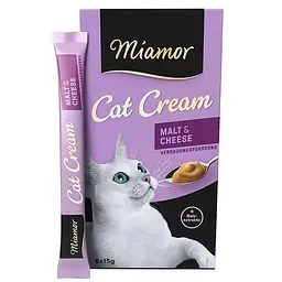 Рідкі ласощі для котів Miamor Cream Malt МІАМОР Мальт для виведення вовни, вершки з сиром крем 6 шт по 15 г