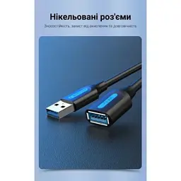 Дата кабель USB 3.0 AM/AF 3.0m black Vention (CBHBI) - мініатюра 12