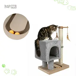 Happet Кігтеточка-будинок для котів, світло-сіра, 64x39x30 см (CT17) - мініатюра 6