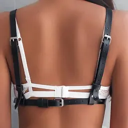 Класична жіноча портупея-бандаж One Size, чорний еротичний аксесуар з екошкіри для BDSM та домінування - мініатюра 3