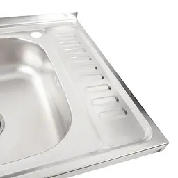 Кухонна мийка Рlatinum 6050 L з нержавіючої сталі 0.7 мм прямокутна 60x50 см сатин (SP000000384) - мініатюра 3