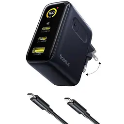 МЗП PicoGo AE21 Fast Charger 100W (1USB-A/2C) + кабель Type-C to Type-C (E0121B) Cosmic Black Baseus teh0029609