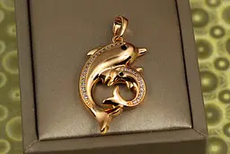 Кулон Xuping Jewelry дельфіни мати та дитинча 3 см золотистий