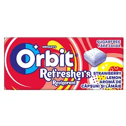 Жувальна гумка Orbit Refreshers Bubblemint зі смаком полуниці та лимона без цукру 17.9 г (4009900545662)