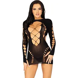 Безшовна мінісукня Leg Avenue Long sleeve cut out Mini dress One Size Black