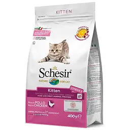 Сухий корм Schesir Cat Kitten 0.4 кг шезір курка сухий монопротеїновий корм для кошенят