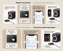 Аудіоприймач Bluetooth 6.0 UGREEN BT505 з аудіовиходами AUX 3,5 мм та 2×RCA L/R з підтримкою LDAC AAC SBC близько 15 год роботи від акумулятора сполучення з 2 пристроями з відтворенням з одного кнопка відтворення та паузи робота під час заряджання заряджання через USB-C темно-сірий із чорним (55545) - мініатюра 5