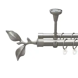 Карниз Orvit Листок Троянди металевий дворядний відкритий до стелі гладка труба кільце металеве Сатин 25\19 мм 200 см