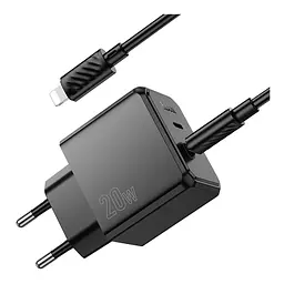 Мережевий зарядний пристрій Hoco CS16A Dual port Type-C/Lightning PD/QC 20W PPS Type-C to Lightning 1м Black (35777_3605182) - мініатюра 7
