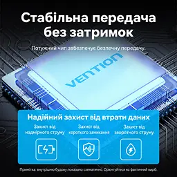 USB-хаб Vention USB 3.2 Gen 2 штекер USB-A к хосту 2 USB-A и 2 USB-C для данных все 4 порта работают одновременно до 10 Гбит/с при поддержке хостом и периферией телефон как хост требует OTG и соответствующего OTG-переходника Windows Linux macOS Android iOS iPadOS без драйверов отдельный вход USB-C 5 В 2 А только для питания хаба без данных LED-индикатор защита от перегрузки короткого замыкания и обратного тока встроенный кабель 0,15 м чёрный (CHSBB) - миниатюра 10