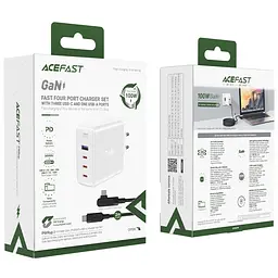 Зарядний пристрій Acefast A37 USB/3 Type-C QC PD 100W білий + кабель Type-C to Type-C - мініатюра 5