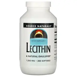 Лецитин, Lecithin, 1200 мг, 200 капсул Source Naturals vit0002776