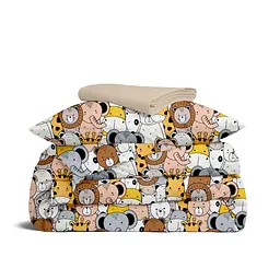 Дитяча постільна білизна в ліжечко SAFARI ANIMALS CS5, коричневий (AnimalsCinemaBrownGrey_12Magnolia_140)