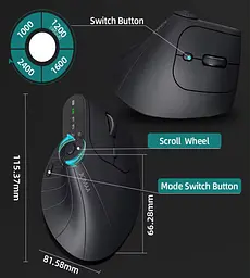 Вертикальна миша бездротова JOMAA 2,4G Bluetooth hub_fo7kvr - мініатюра 6