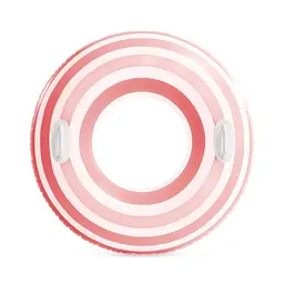 Дитяче надувне коло смугасті мрії Intex 59256(Pink-White) з ручками, 91 см