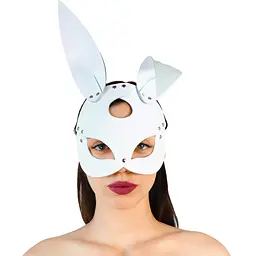 Шкіряна маска Зайчика Art of Sex - Bunny mask, колір Білий - мініатюра 1