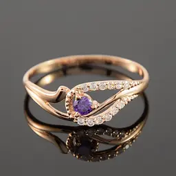 Каблучка з червоного золота з аметистом 18 K-0111 - мініатюра 2