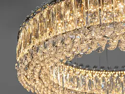 Люстра стельова LED Diasha 8693-600+400CH, 85W, хром, кришталева, регульована висота, для офісу, кафе, вітальні, спальні - мініатюра 6