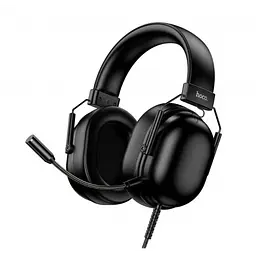 Навушники накладні дротові Hoco W113 USB, динаміки 50 мм, кабель 2 м, знімний мікрофон, чорні - мініатюра 2