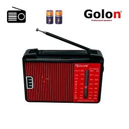 Радіоприймач переносний червоний радіо на батарейках FM-AM приймач Golon RX A08 - мініатюра 2