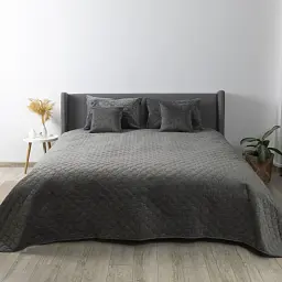 Покривало ТЕП Velour сіре Ромб круглий 220x240 см - мініатюра 2