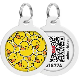 Адресник для собак і котів Waudog Smart ID з QR паспортом Уточки, S, діаметр 25 мм
