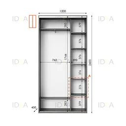 Шафа-купе Idea серія 1 120 x 45 x 240 см Венге темний Дзеркало - мініатюра 2
