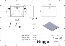 Душовий піддон Miraggio BRUGGE 1200 (0000611) Miramarble | Глянцевий | Прямокутний | Білий - мініатюра 2
