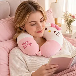 Подушка для шиї U-подібна Hello Kitty, дорожня для авто, офісу та сну - мініатюра 2