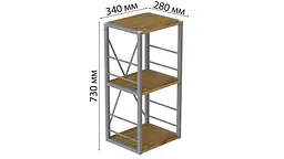 Етажерка 3/34 Ferrum-decor Серії Коннект 73x34x28 сірий ДСП Дуб Артізан 16мм (FRD-104303) - мініатюра 5