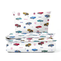 Дитяча постіль Cosas Retro Cars без простирадла 110х140 см (CarsRetroRoute66_140_2)
