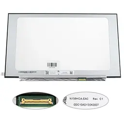 Матриця 15.6 N156HCA-EAC 1920х1080, 30pineDP, 300cd/m2 , IPS, кольоропередача: 16.7M, 45% NTSC, LED, SLIM без планок та вушок, матова, роз'єм праворуч знизу, ширина 350мм narrow border для ноутбука