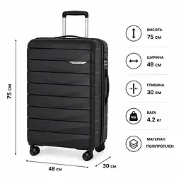 Валіза Wings MUR01 велика 95л чорна (MUR01-L-Black) - мініатюра 2