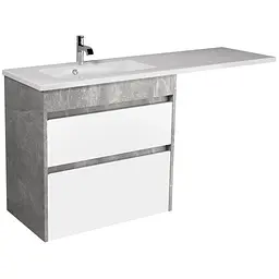 Тумба Мойдодир Polo Loft 80-U Adam 140 L Сірий з крилом над пральною машиною Цемент матовий