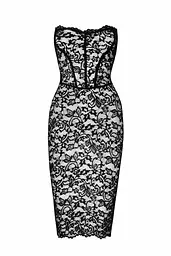Сукня Noir Handmade F301 Catalyst, XXL, black, міді, мереживо, відкриті плечі, шнурівка на спині - мініатюра 5